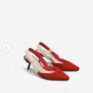 MNG brand red sling back pump